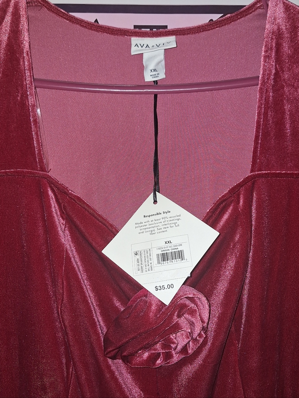 Ava And Viv Cherry Velvet Dress - Picture 2 of 4